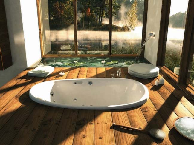 Modern bathroom designs with a view of nature
