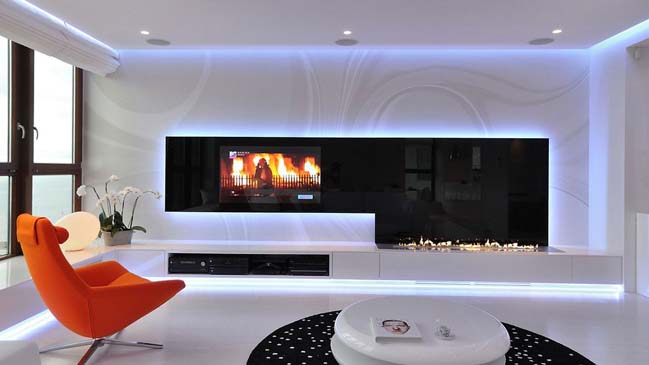 Contemporary apartment with impressive LED lights