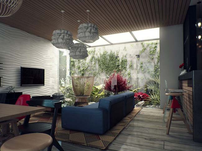 The beautiful living rooms with skylight