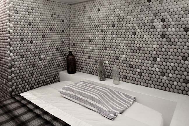 Unique bedroom design with ping-pong balls