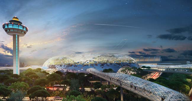 Amazing expansion architecutre of Changi Airport in Singapore