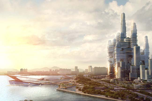 Futuristic architecture of Bay Super City in Shenzhen