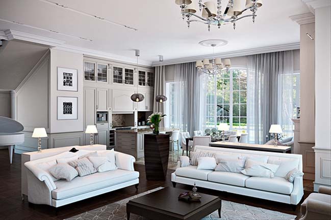 White classic living room design