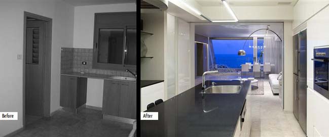 Before and after of modern apartment in Tel Aviv