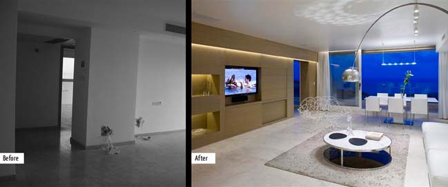 Before and after of modern apartment in Tel Aviv