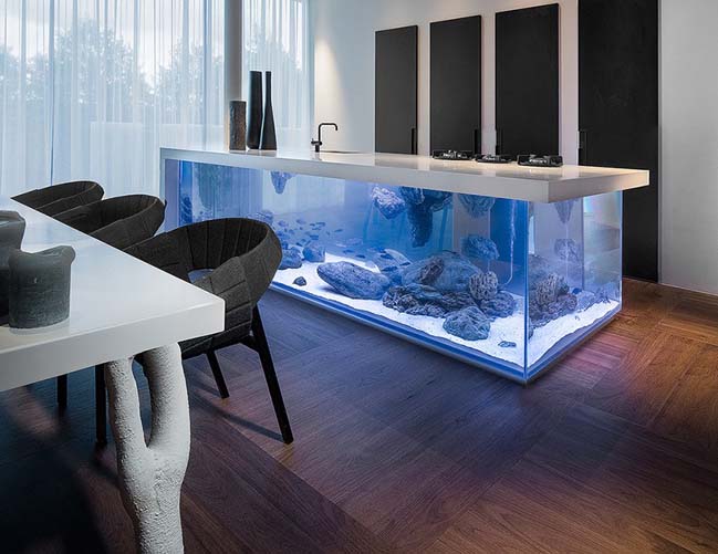 Kitchen design included an aquarium