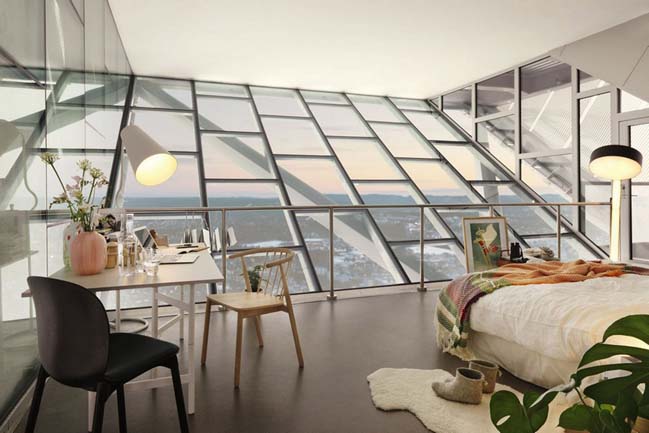 Glass walled penthouse on top of Holmenkollen ski jump