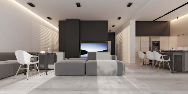 Black and white contemporary apartment in Azerbaijan
