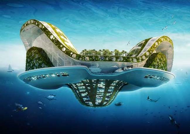 Futuristic architecture: Floating city for Climate Refugees