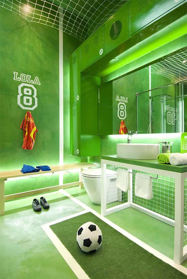 Bathroom design with football theme
