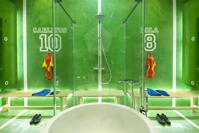 Bathroom design with football theme