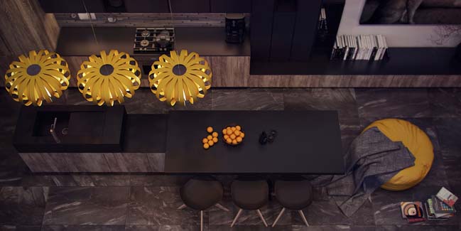 Modern kitchen with elegant dark tones