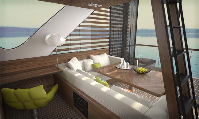 Floating hotel with catamaran-apartments