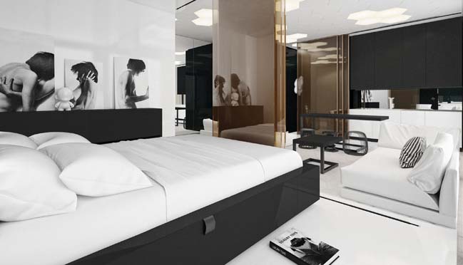 Modern interior design for one bedroom apartment