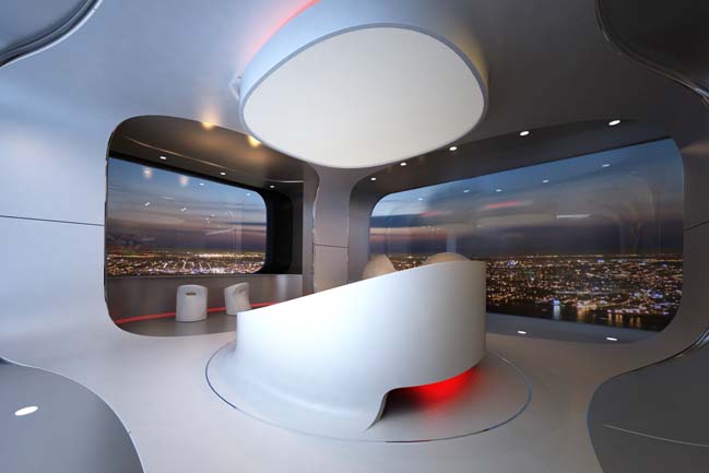 Futuristic bedroom design for luxury penthouse