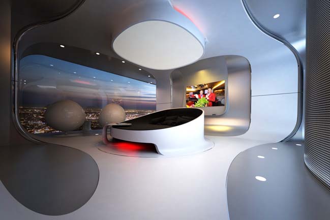 Futuristic bedroom design for luxury penthouse
