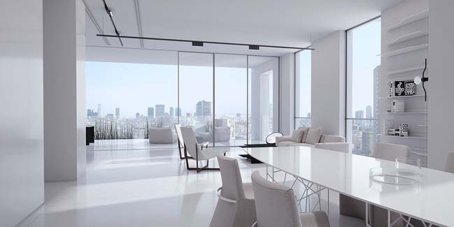 White luxury penthouse by Axelrod Architects