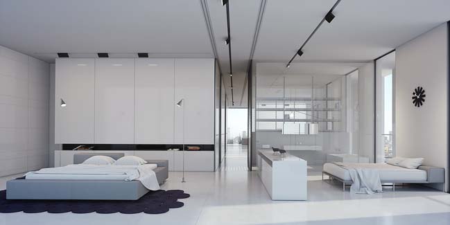 White luxury penthouse by Axelrod Architects