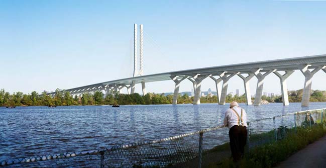 New three-kilometre bridge of St Lawrence river