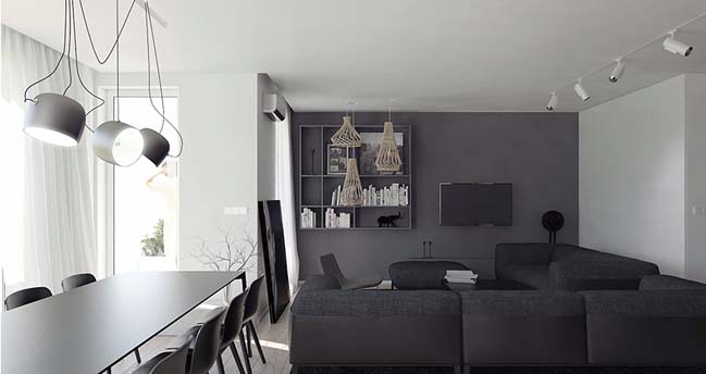 Modern minimalist penthouse apartment in Poland