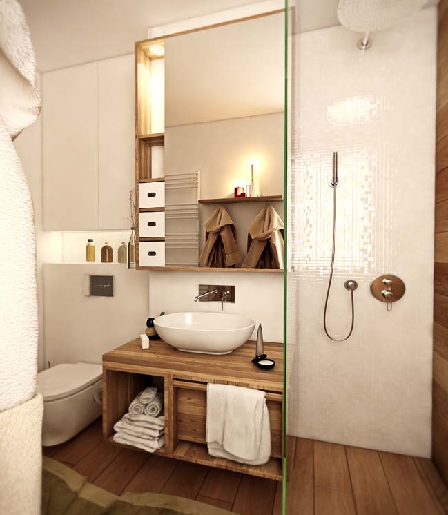 Warm small 1 bedroom apartment design by NOI Studio