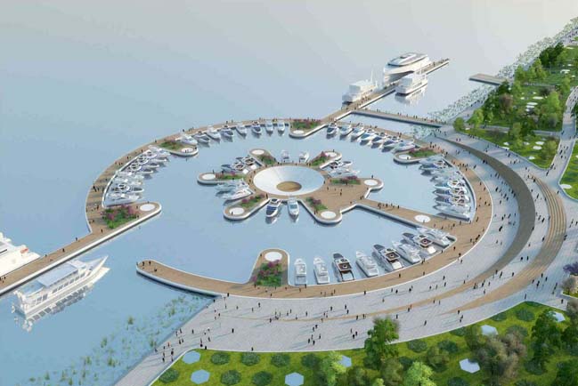 Floating manta ray-shaped ferry terminal by Vincent Callebaut