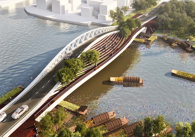 MVRDV’s Dawn Bridge offers seats to view a historic town near Shanghai
