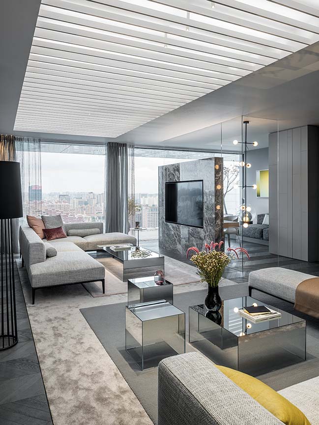 Shades of Grey penthouse apartment in Shanghai by Ippolito Fleitz Group