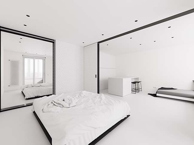 White minimalist apartment in Moscow by FLOW project