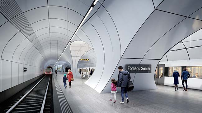Zaha Hadid Architects with A_Lab build 2 stations on the new Fornebubanen metro line