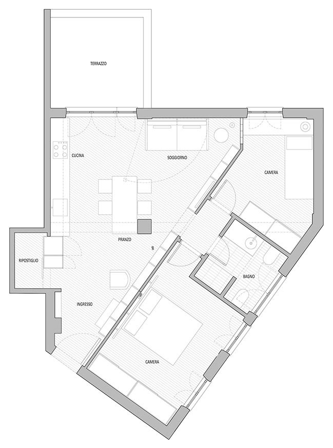 Diagonal House in Rome by piano b architetti associati