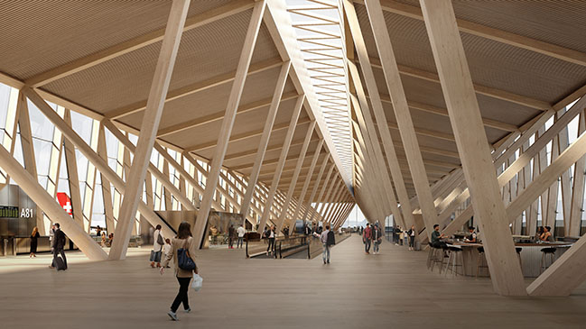 Team BIG + HOK win Global Zurich Airport Competition with timber design