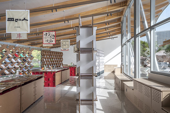 Cardboard-formed Exhibition Space 2.0 - Xinyang Book Market: Books N Tea by LUO studio