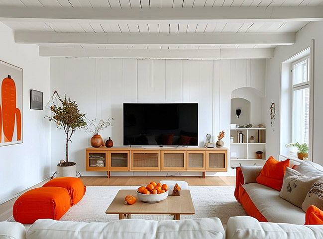 Stunning living room design ideas with white and orange colors [Update 2024]