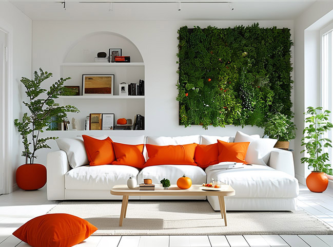 Stunning living room design ideas with white and orange colors [Update 2024]