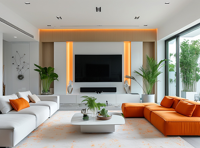 Stunning living room design ideas with white and orange colors [Update 2024]