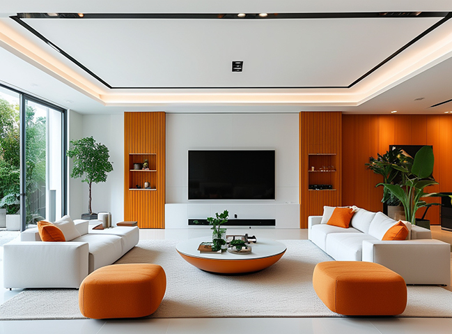 Stunning living room design ideas with white and orange colors [Update 2024]