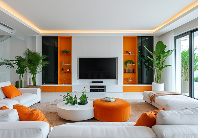 Stunning living room design ideas with white and orange colors [Update 2024]