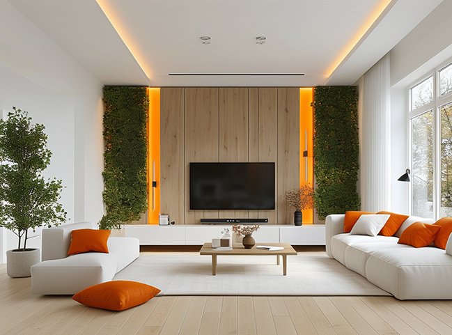 Stunning living room design ideas with white and orange colors [Update 2024]