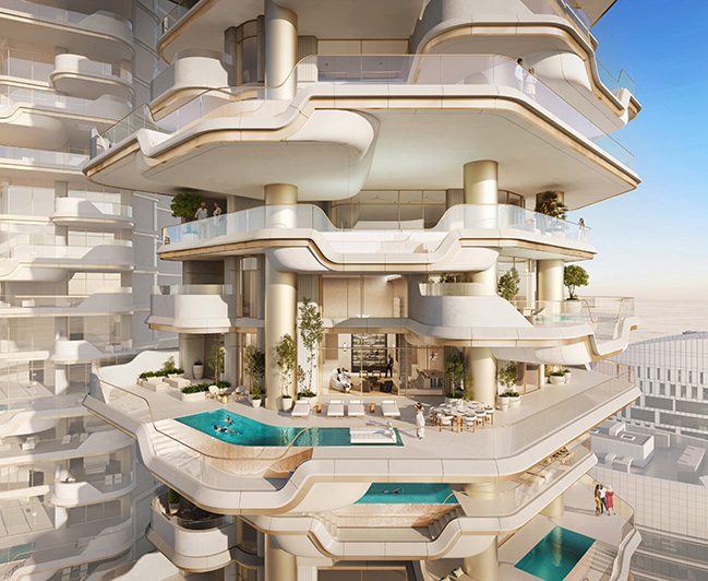 Foster + Partners revealed designs for luxury residential towers in Dubai's Marasi Marina