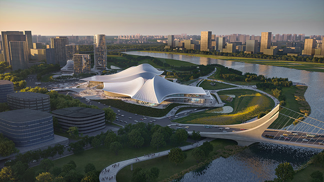 Zhejiang Shaoxing Shangyu District Cao'e River Culture and Art Centre by ZHA