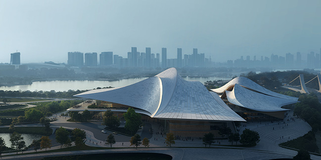 Zhejiang Shaoxing Shangyu District Cao'e River Culture and Art Centre by ZHA