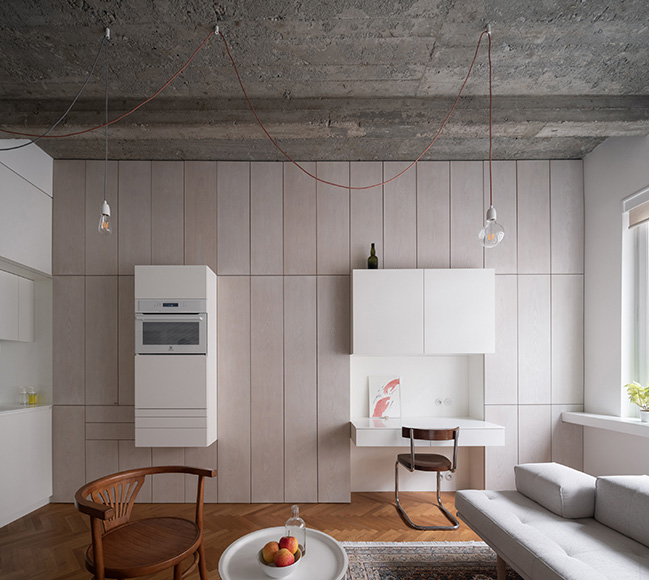 Functionalist Apartment with Pink Piggy by Martin Cenek Architecture