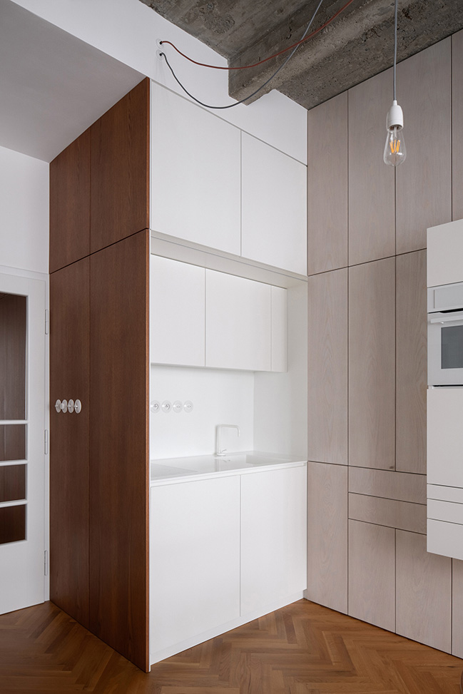 Functionalist Apartment with Pink Piggy by Martin Cenek Architecture