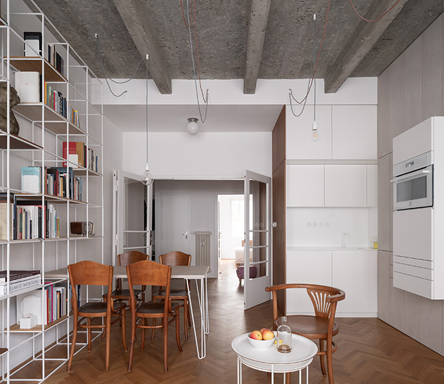 Functionalist Apartment with Pink Piggy by Martin Cenek Architecture