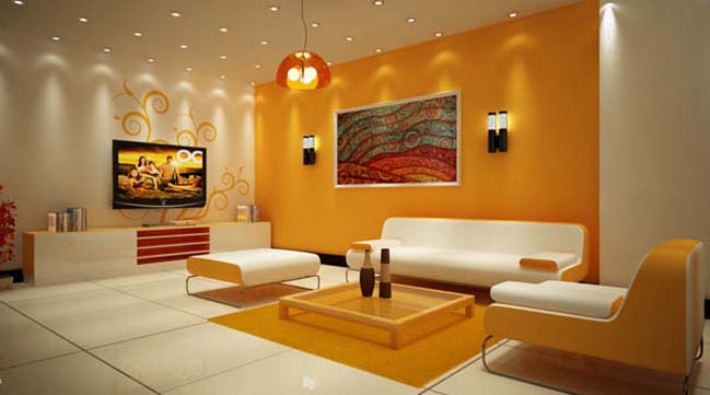 15 Living Rooms With White And Orange Colors