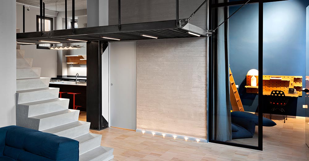 Blue And Concrete Apartment In Milan By Dvdv Studio Architects Milan By Dvdv Studio Architects