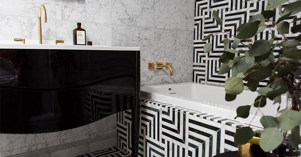 Black White Hollywood Regency Bath By Studio Shk White Hollywood Regency Bath By Studio Shk, Hollywood Regency Style Vanity Lights